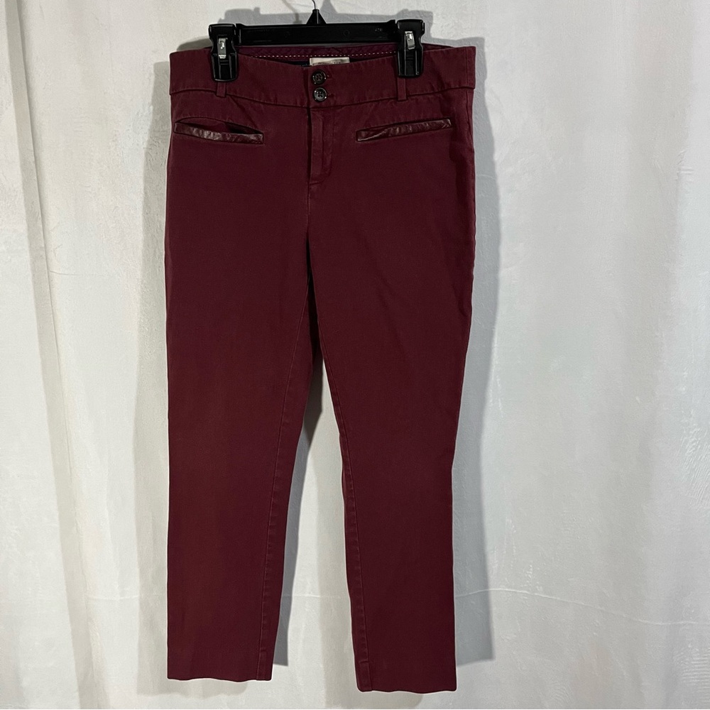 Anthropologie The Essential Slim‎ Burgundy Cropped Pants Size 4